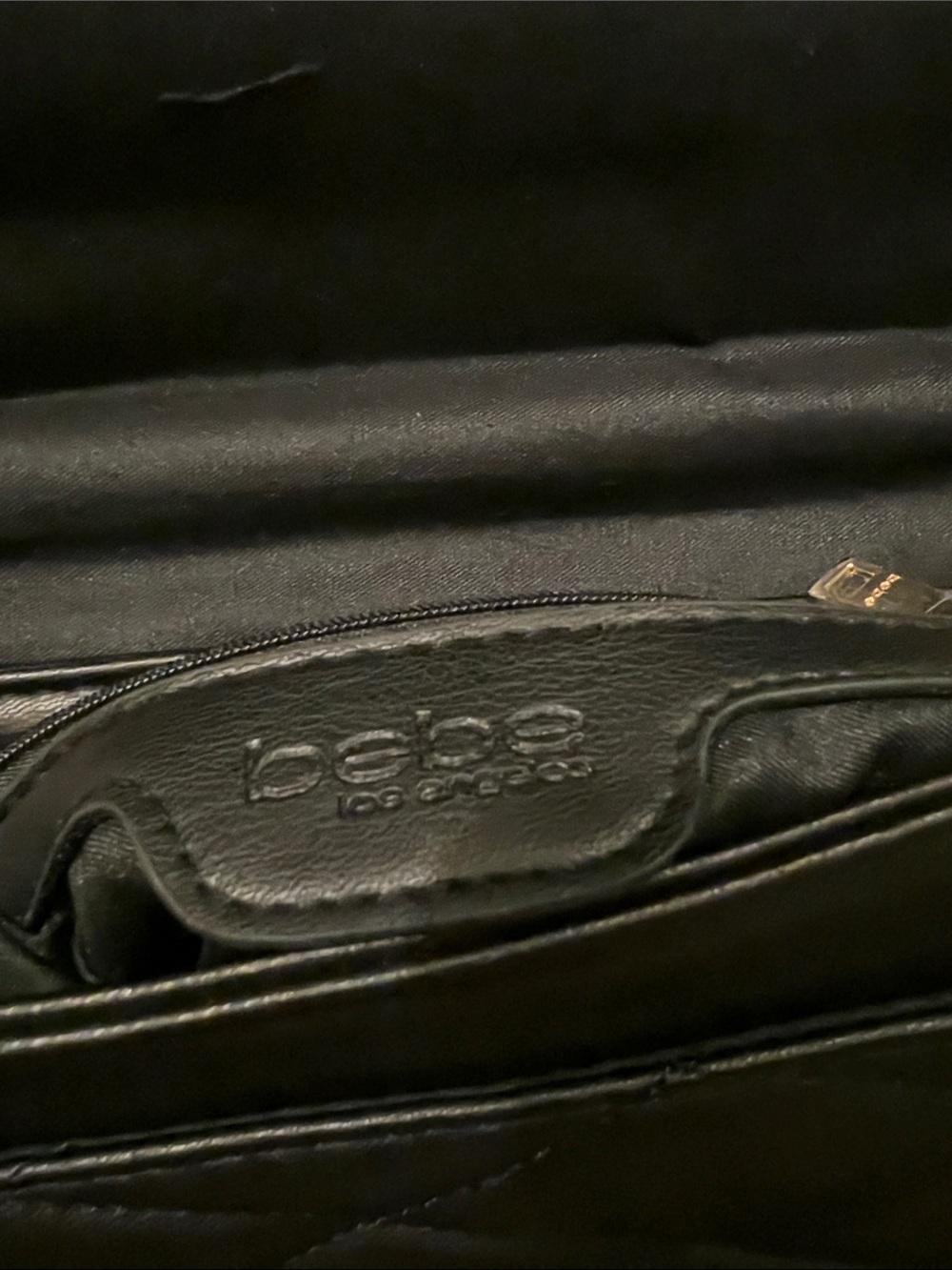 bebe Black Quilted Crossbody with Gold Chain and Logo - Picture 2 of 5